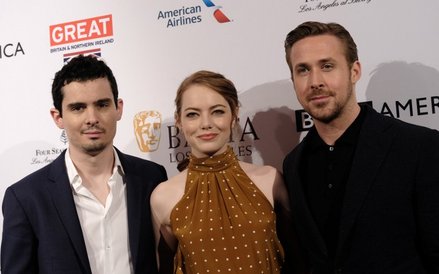 Damien Chazelle (reżyser "La La Land"), Emma Stone i Ryan Gosling