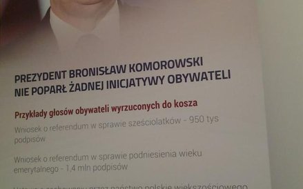 Inna plansza prezentuje inne inicjatywy, które zdaniem PiS, zostały zignorowowane przez prezydenta