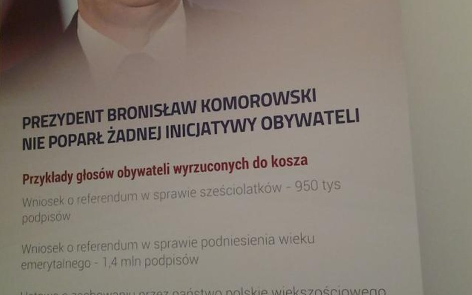 Inna plansza prezentuje inne inicjatywy, które zdaniem PiS, zostały zignorowowane przez prezydenta