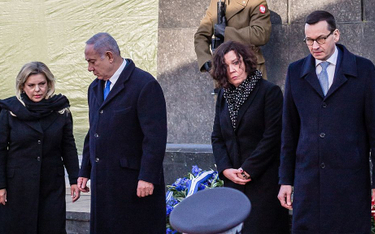 Premier Izraela Benjamin Netanjahu z żoną Sarą oraz szef polskiego rządu Mateusz Morawiecki z żoną I