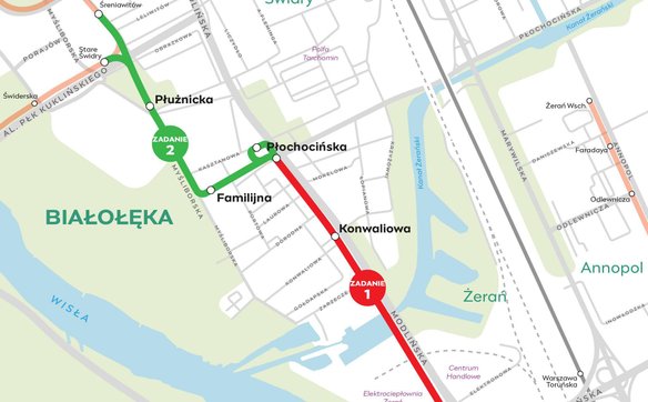 Planowana linia na Modlińskiej połączy się z istniejącą trasą na Tarchominie