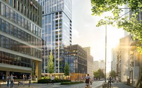 U podstawy wieżowca zaprojektowano przestronny, dwukondygnacyjny podcień o głębokości ośmiu metrów. 