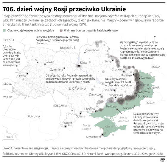 Tak wyglądała sytuacja na froncie na Ukrainie w 706. dniu wojny