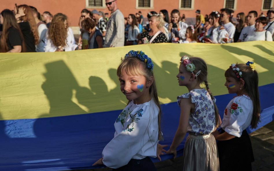 Uroczystość z okazji Dnia Niepodległości Ukrainy 2024 na pl. Zamkowym w Warszawie