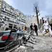 Zniszczony w wyniku rosyjskiego ataku szpital dziecięcy w Kijowie