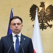 Minister finansów i gospodarki Andrzej Domański podczas konferencji prasowej w KPRM w Warszawie, 19 