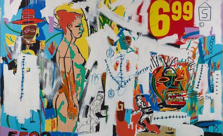 Jean-Michel Basquiat & Andy Warhol, „6.99”, 1985 r., akryl i olej na płótnie (297 x 410 cm), Nicola 