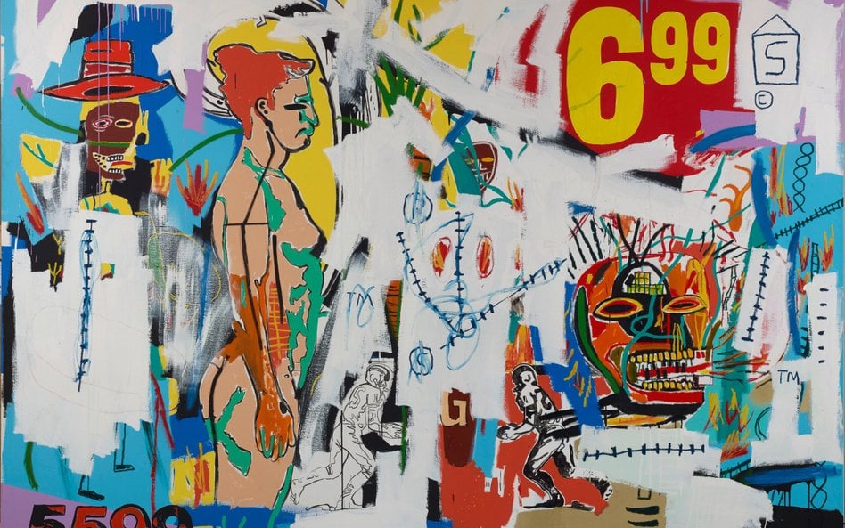 Jean-Michel Basquiat & Andy Warhol, „6.99”, 1985 r., akryl i olej na płótnie (297 x 410 cm), Nicola 