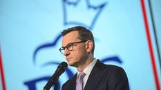 Wiceprezes PiS Mateusz Morawiecki podczas konferencji prasowej w siedzibie Prawa i Sprawiedliwości
