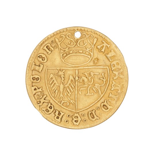 Awers i rewers fałszywego florena Aleksandra Jagiellończyka