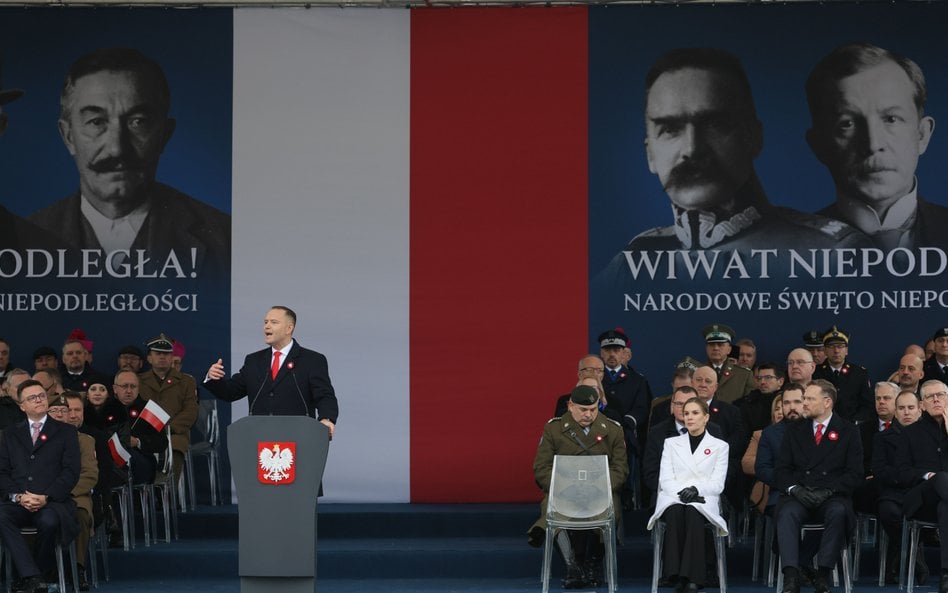 Karol Nawrocki przemawia w dniu Narodowego Święta Niepodległości