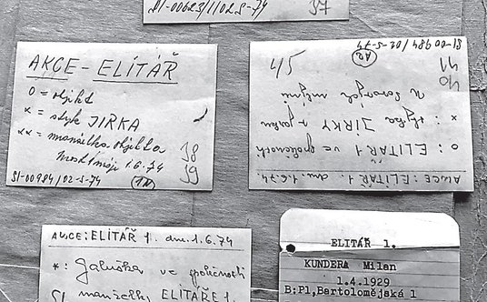 archiwalne notatki z obserwacji Elitara-1 czyli Milana Kundery, mat. promocyjne wyd. W.A.B.