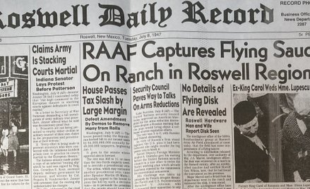8 lipca 1947 r. gazeta Roswell Daily Record na pierwszej stronie opublikował artykuł zatytułowany: „