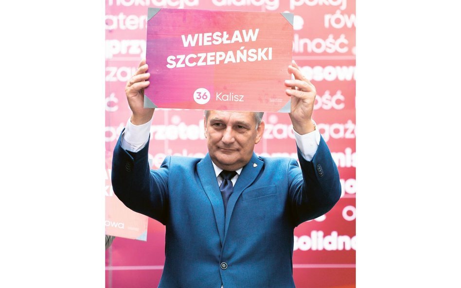 Wiesław Szczepański podczas prezentacji liderek i liderów list Lewicy w wyborach parlamentarnych. 18