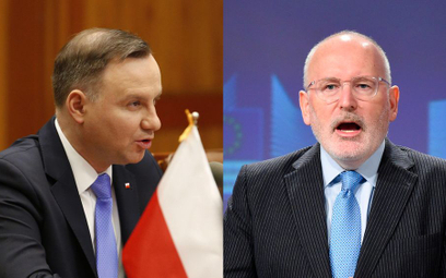 Spór z KE o praworządność w Polsce: Timmermans z uwagą słucha Dudy