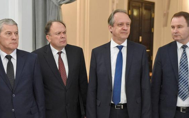 Delegacja białoruska we wtorek w Sejmie. Od lewej: Bolesław Pirsztuk, wiceprzewodniczący Izby Reprez