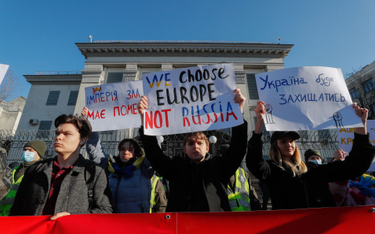 Protest przed ambasadą Rosji w Kijowie