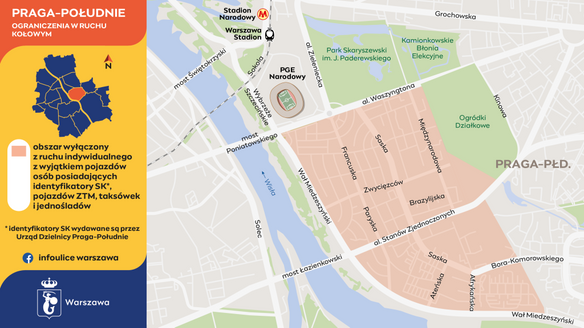 Mapa ograniczeń w ruchu podczas imprezy