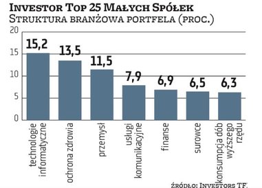 Podział sektorowy spółek wchodzących w skład Investor Top 25 Małych Spółek nie zmienił się istotnie 