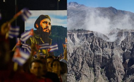 Na zdjęciach: ceremonia z okazji rocznicy rewolucji na Kubie oraz pył sfotografowany po trzęsieniu z