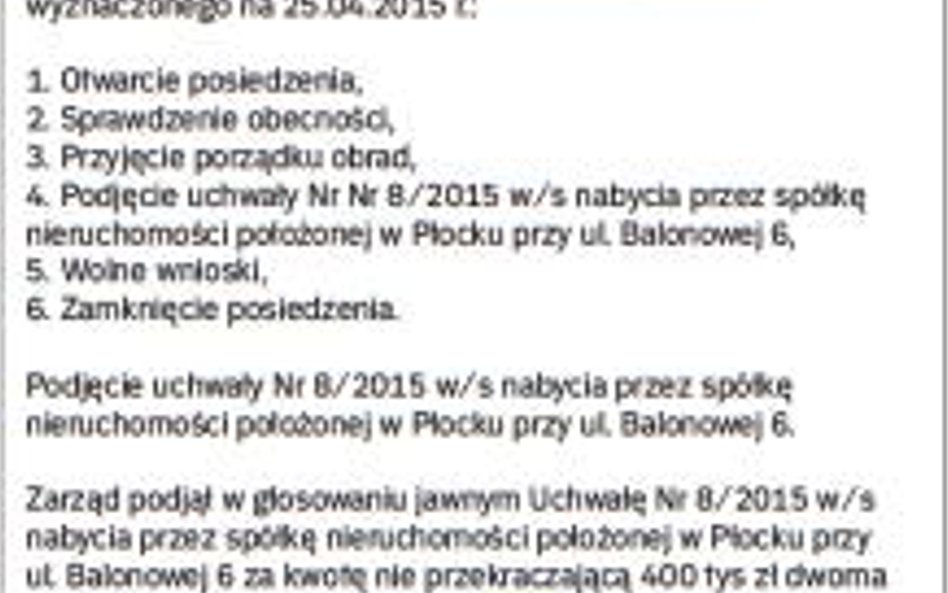 Wzór protokołu z posiedzenia zarządu sp. z o.o.