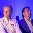 Przewodniczący Platformy Obywatelskiej Donald Tusk i przewodniczący Nowoczesnej Adam Szłapka
