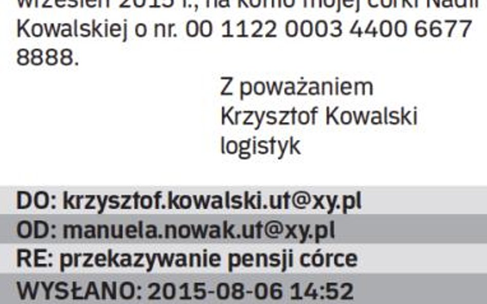 Przykład wymiany korespondencji służbowej