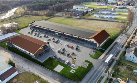 Park handlowy spółki PKB Inwest Budowa przy ul. Jana III Sobieskiego w Szprotawie. Obiekt zaoferuje 