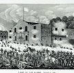 Żołnierze meksykańscy szturmują Alamo 6 marca 1836 roku, litografia z końca XIX wieku