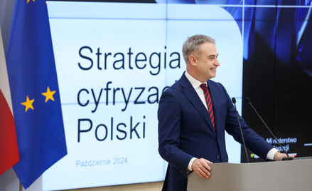 Wicepremier, minister cyfryzacji Krzysztof Gawkowski podczas konferencji prasowej "Strategia cyfryza