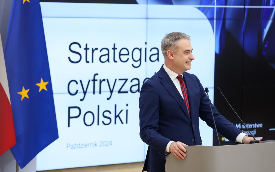 Wicepremier, minister cyfryzacji Krzysztof Gawkowski podczas konferencji prasowej "Strategia cyfryza