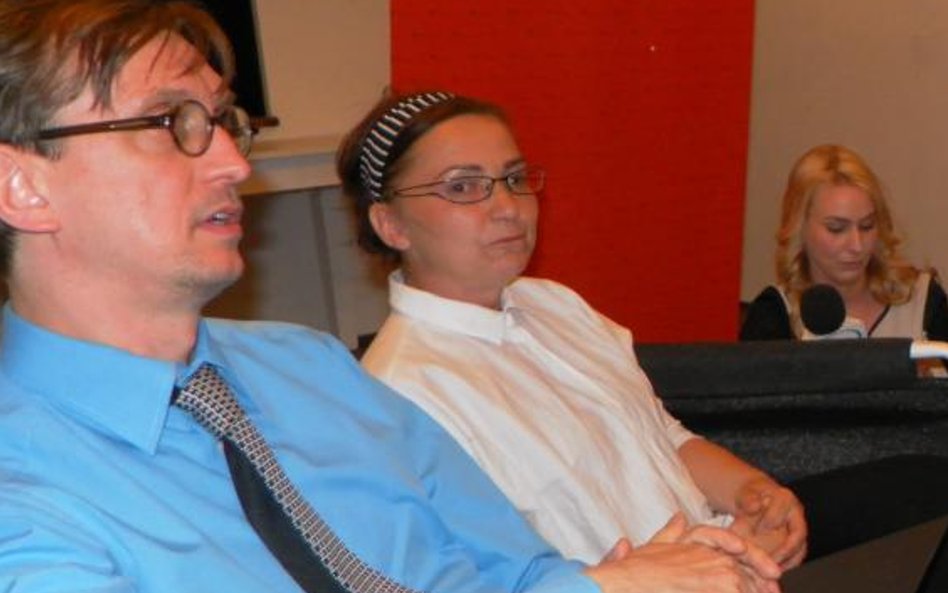 Paweł Szkotak, dyrektor Teatru Polskiego w Poznaniu oraz Barbara Krasińska, reżyserka spektaklu "UFO