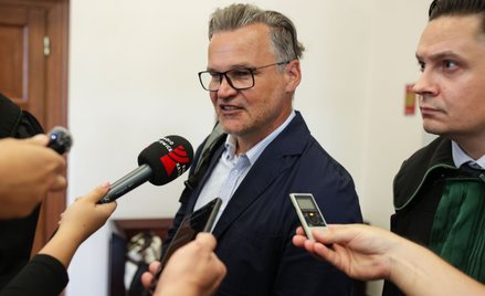 Dziennikarz Adam Kornacki (C) w Sądzie Apelacyjnym w Katowicach. Adam Kornacki i Patryk Mikiciuk byl