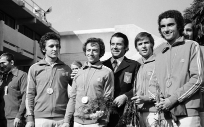 XX Letnie Igrzyska Olimpijskie w Monachium, na zdjęciu polscy floreciści, którzy zdobyli złote medal