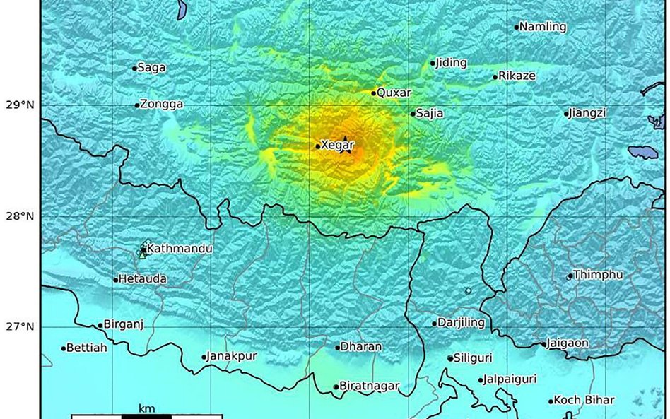 Epicentrum trzęsienia ziemi w Tybecie