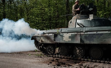 Ukraiński czołg w pobliżu Słowiańska