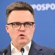 Marszałek Sejmu Szymon Hołownia podczas konferencji prasowej w Sejmie