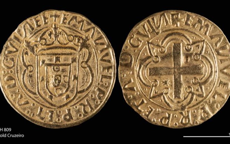 Złote monety tego rodzaju bito w Lizbonie za panowania króla Manuela I