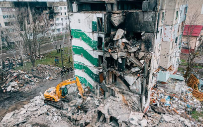 Zniszczone osiedle w Borodiance