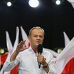 Kampania wyborcza do parlamentu 2023. Przewodniczący Platformy Obywatelskiej Donald Tusk przemawia p