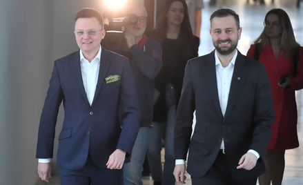 Władysław Kosiniak-Kamysz i Szymon Hołownią przed wspólną konferencją prasową we wtorek w Senacie. L