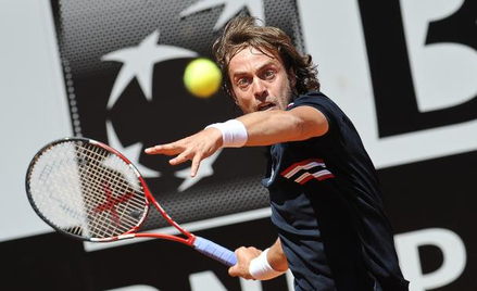 Włoch Paolo Lorenzi w trakcie meczu z Rafaelem Nadalem w II rundzie turnieju ATP World Tour Masters 