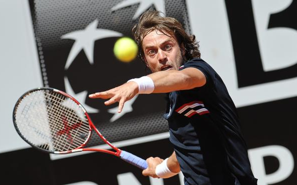 Włoch Paolo Lorenzi w trakcie meczu z Rafaelem Nadalem w II rundzie turnieju ATP World Tour Masters 