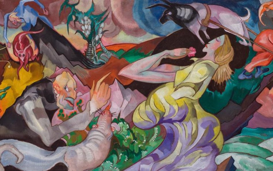 Kuszenie św. Antoniego II, 1921-1922, Olej, tempera na płótnie, 72,5 x 142,5 cm, z kolekcji Muzeum N