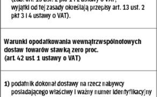 Zerowa stawka dla WDT tylko po spełnieniu warunków