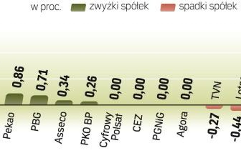 Wskaźnik WIG20 zyskał 0,38 proc. Fakt, że indeks utrzymuje się w okolicach lokalnego szczytu, wskazu