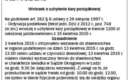 WZÓR wniosku o uchylenie kary porządkowej