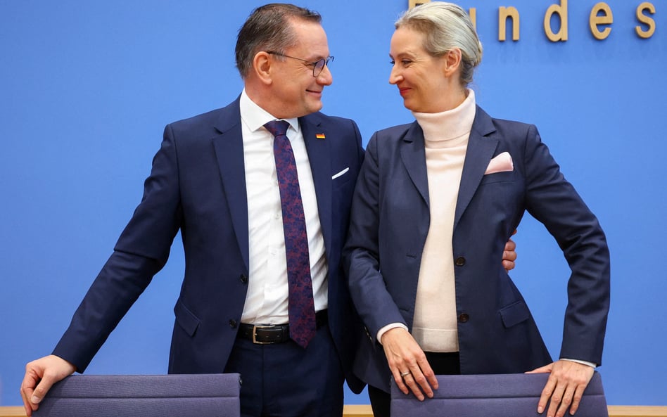 Liderzy skrajnie prawicowej partii Alternatywa dla Niemiec (AfD) Alice Weidel i Tino Chrupalla