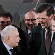 Prezes PiS Jarosław Kaczyński i kandydatej tej partii na prezydenta Warszawy Tobiasz Bocheński