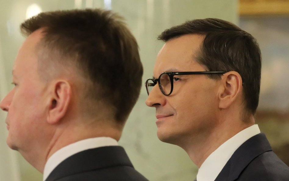 Były minister obrony narodowej Mariusz Błaszczak i były premier Mateusz Morawiecki